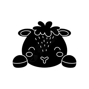 可爱的斯堪的纳维亚羊头 儿童 T 恤 服装 幼儿园装饰 贺卡 邀请函 海报 室内装饰的动物脸 矢量股票图图片
