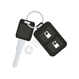 配有遥控汽车矢量的车钥匙控制器车辆警报驾驶运输正方形金属纽扣安全钥匙圈图片