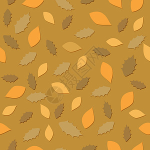 无缝秋叶模式 与棕色背景隔绝纺织品花园装饰织物墙纸风格绘画剪影老化打印图片