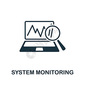 系统监控图标 用于模板 网页设计和信息图形的单色简单线条数据科学图标服务器视频服务钥匙监视器控制网络技术笔记本贮存图片