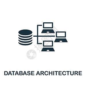 数据库体系结构图标 用于模板 网页设计和信息图形的单色简单线条数据科学图标企业接口技术电脑服务应用程序门户网站洞察力中心服务器图片