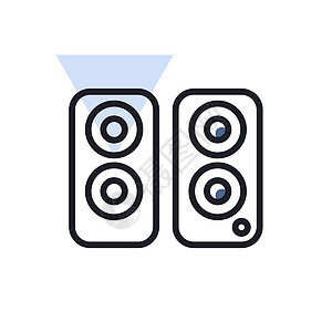 两个声学扬声器矢量平面 ico立体声嗓音体积工作室喇叭娱乐低音柱子派对插图背景图片