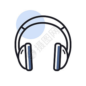 耳机矢量图标 音乐信号扬声器技术标识立体声体积插图工具背景图片