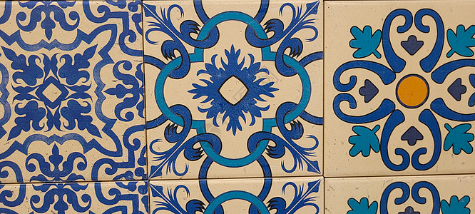 蓝色和白色葡萄牙文瓷砖加图纸商业制品商业形象陶瓷旅行工艺装饰品绘画广告艺术图片