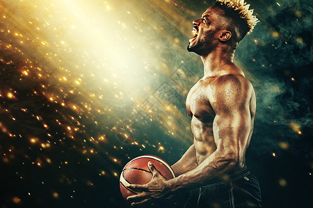 篮球壁纸 美国黑人运动员的画像 篮球运动员在黑色背景下打球 适合穿着运动服拿着球的年轻人图片