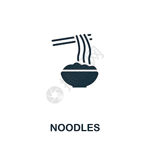 面条图标 用于模板 网络设计和信息图的单色简单线条快餐图标烹饪菜单盘子午餐拉面卡通片标识筷子盒子食物图片
