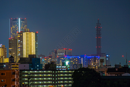 横滨米那托米拉伊夜景城市建筑群时尚景观小镇摩天大楼图片