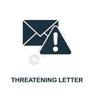 威胁字母图标 单色简单线条 用于模板 网络设计和信息图的骚扰图标以及刑事犯罪代码匿名电子邮件贴画报纸英语字体笔记图片