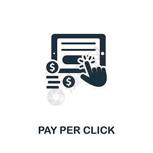 Pay Per 点击图标 单色简单线条 用于模板 网络设计和信息图的在线存储图标图片