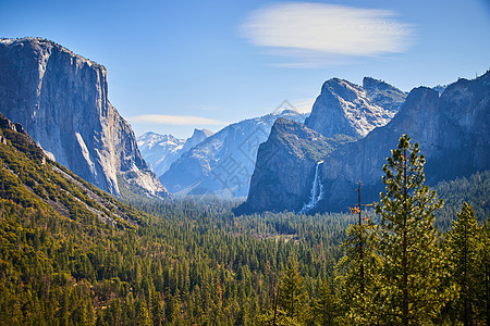 Yosemite隧道 清晨令人惊叹的山峰景色图片