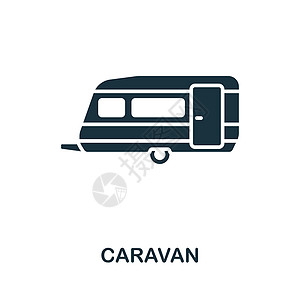 大篷车图标 用于模板 网页设计和信息图形的单色简单线条户外休闲图标图片