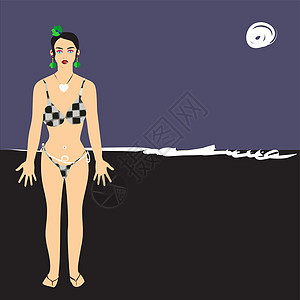 印度尼西亚巴厘岛沙龙莫提夫的海滩服装插图沙滩魅力纺织品蜡染裙子女孩图案框架纱笼墙纸图片
