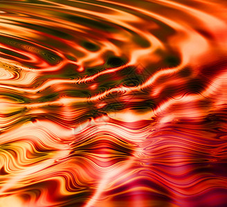 抽象的红色和橙色水波纹效果与充满活力的液体 用波浪设计反射暖色 具有彩色明亮图案的创意 CGI 数字艺术品的墙纸背景图片