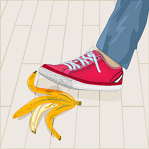 在香蕉皮上脚踩鞋脚图片