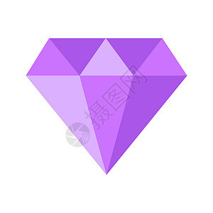 白色背景上的紫宝石矢量图标图片