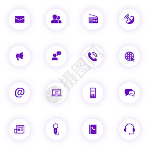 通信紫色矢量图标Name全球移动电脑阴影设计插图电话电子邮件媒体技术图片
