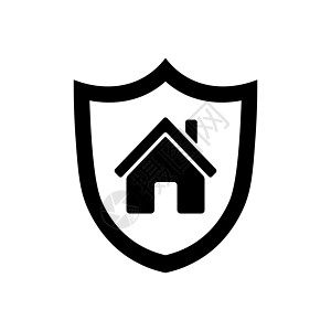 有盾牌图标的家 房屋安全标志图片