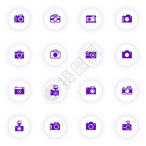 相机紫色矢量图标背景图片