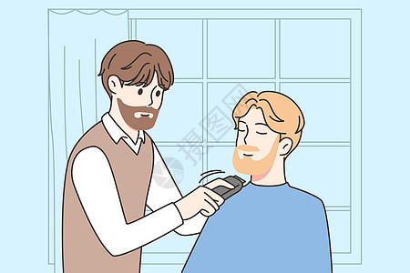 理发店理发师刮客户胡子图片