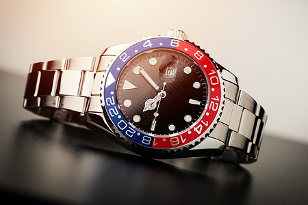 正规奢侈品男子手表和蓝红贝泽石英红色不锈钢手镯口径蓝色拨号时间小时品牌图片