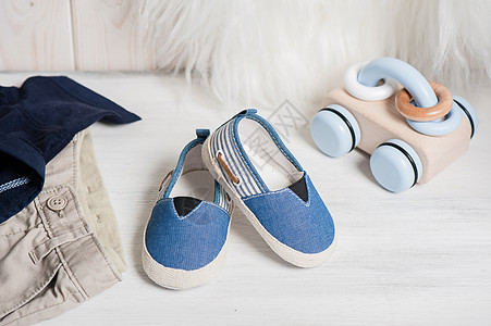 婴儿小鞋孩子脚印婴儿期蓝色鞋类柔软度诞生玩具配件服装图片