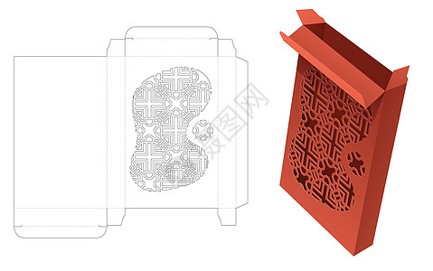 带有精度几何模式死切模板和 3D 模型的锡箱图片