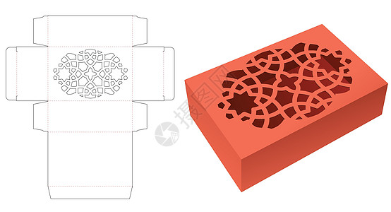 带有已保存模式窗口死切剪切模板和 3D 模型的框礼物商品盒子白色空白推介会贮存产品木板展示图片