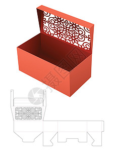 带有静态模式的翻转框死切剪切模板和 3D 模型模切礼物商业卡片枕头糖果零售纸板推介会盒子图片