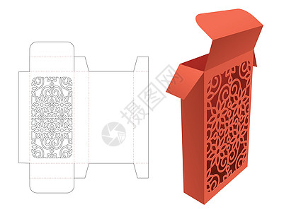 Stencid 模式长包装箱切碎模板和 3D 模型图片