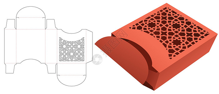 纸板盒 内装有固态模式的死解模板和3D模型图片