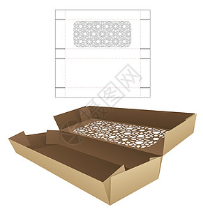 折叠面包房长箱 有阿拉伯模式窗口死路板剪切模板和3D模型图片