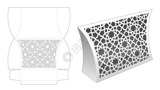 固定模式枕头箱切碎模板和3D模型背景图片