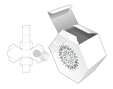 六边角线叠叠箱切碎模板和 3D 模型图片