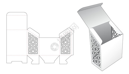 使用有静态模式的斜体包装折叠切模板和 3D 模型图片