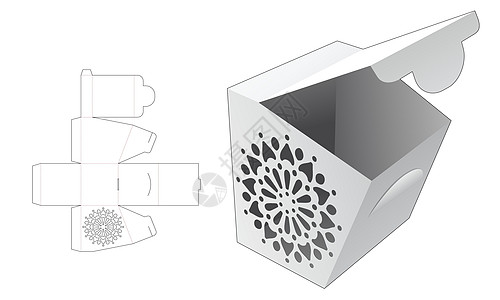 纸板上锁定点翻转盒 内装有坚固的曼达拉死亡剪切模板和3D模型图片