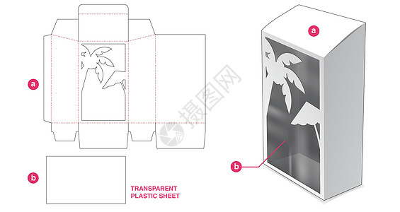 带有夏季窗口和透明塑料板切死模版的高斜坡箱图片