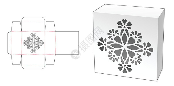 框中带有有恒定 mandala 窗口死切剪切模板的框白色推介会产品展示食物矩形插图空白枕头商品图片