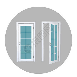 打开 特写的门 入口逼真的门口在白色背景下隔离的创意矢量插图 艺术设计白门模板 抽象概念图形打开 特写房屋元素图片