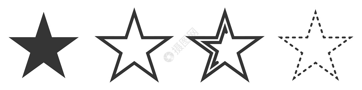 恒星向量图标 一组恒星符号被孤立黑色白色横幅收藏星形优胜者按钮剪贴网络标志图片