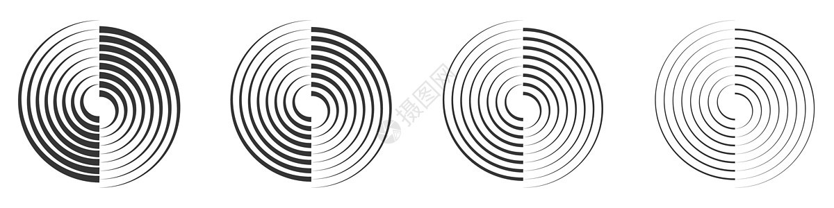 一组矢量圆形元素 黑色线性圆图片