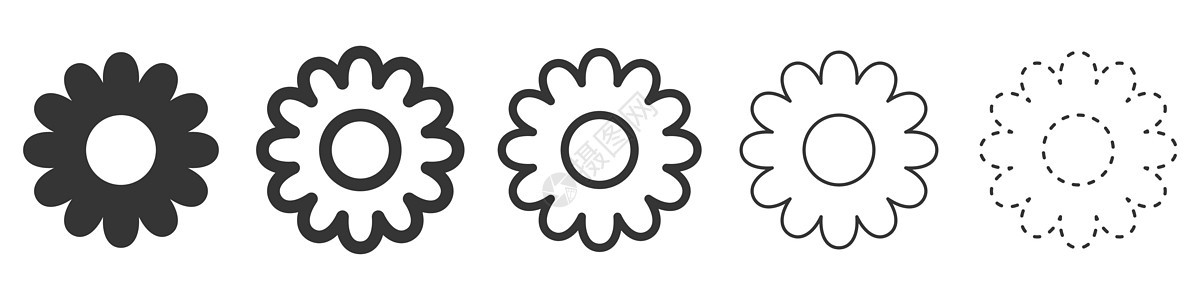 鲜花矢量图标 一组黑花图标图片