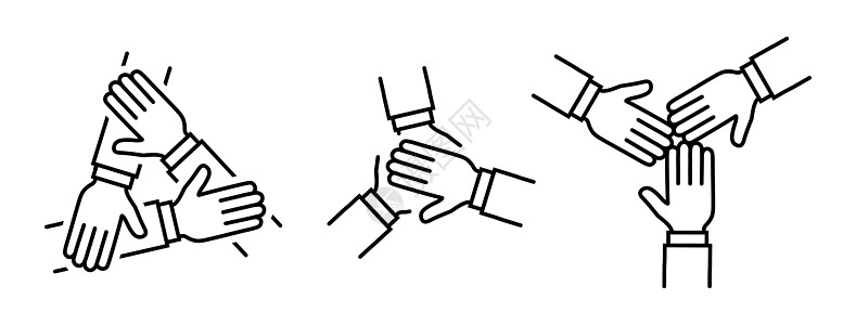 团队手合一图标集 小组工作符号图片