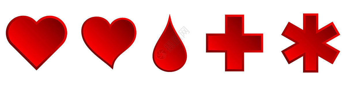 医疗符号 一套红色的医学标志图片