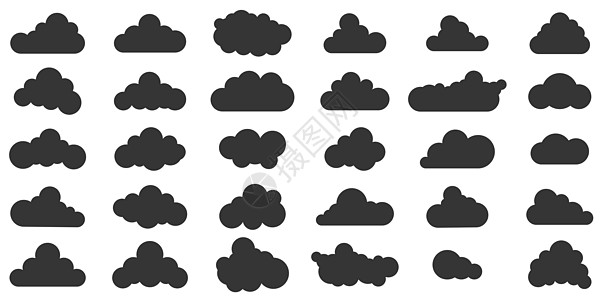 云形图标  矢量 云形的不同形状用户收藏天气天堂曲线互联网空气天空界面绘画图片