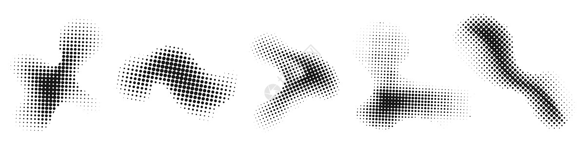半调效果设计元素 抽象形状黑色矢量插图坡度邮票横幅收藏装饰流行创造力图片