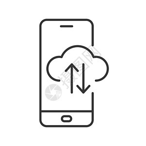 带云的智能手机图标 云服务技术图标 通过云服务进行信息交流;以及图片