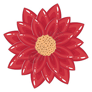 白色背景上孤立的平板风格的简单开花红色花朵图片
