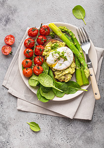 健康素食餐盘饮食营养沙拉鳄梨草本植物石头菠菜小吃盘子蔬菜图片