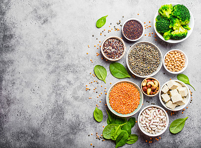 Vegen蛋白来源营养菠菜扁豆桌子种子植物产品豆腐义者蔬菜图片