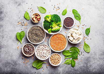 Vegen蛋白来源蔬菜均衡扁豆营养活力义者种子豆腐桌子食物图片